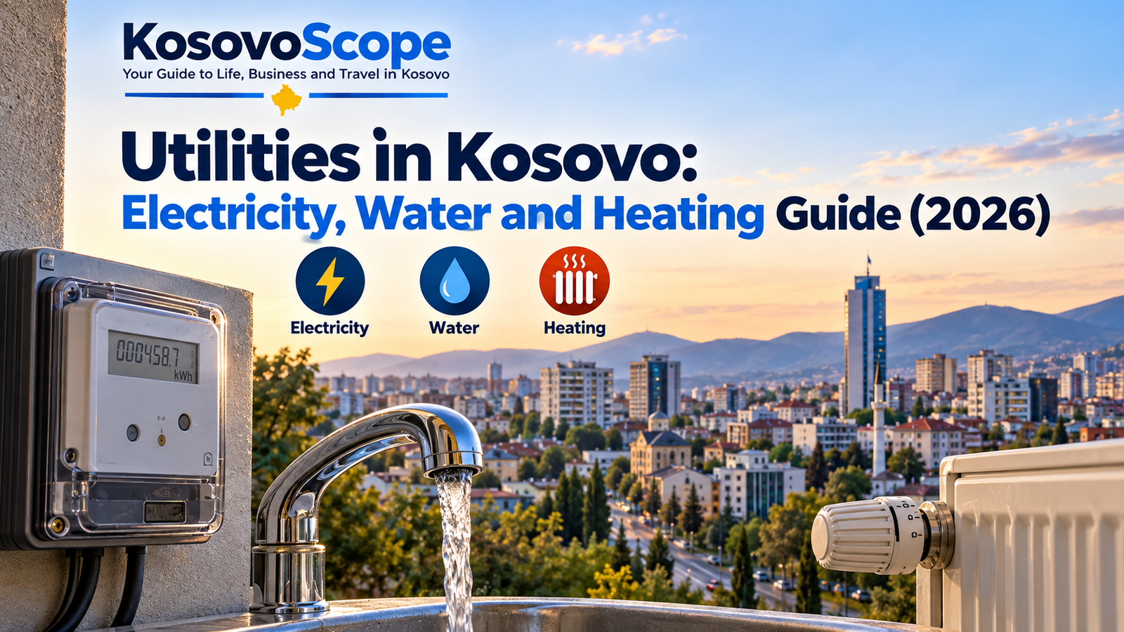 Utilities in Kosovo 2026 featuring electricity, water and heating services in Pristina.