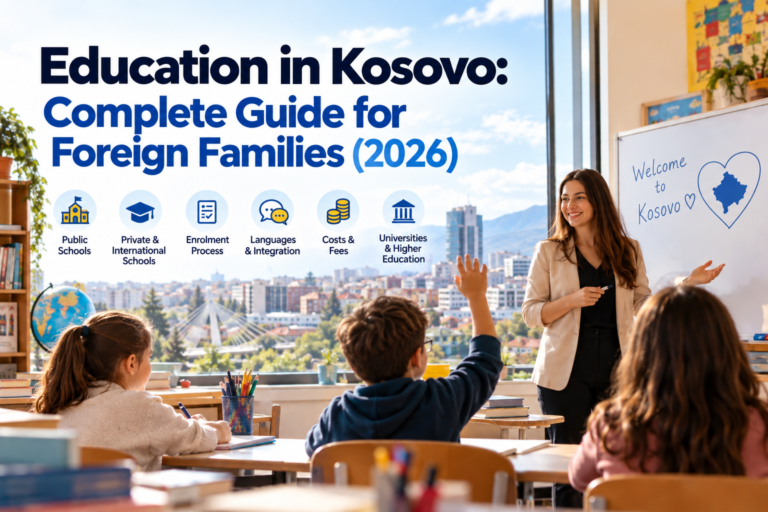Education in Kosovo – teacher and students in a classroom