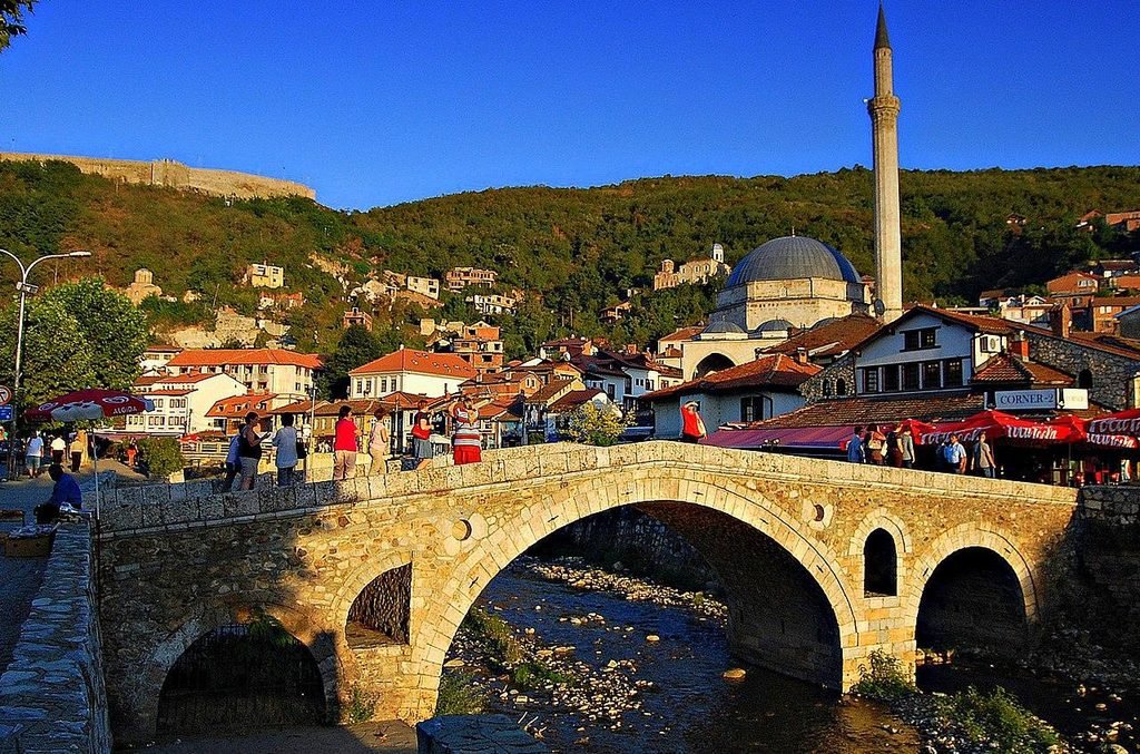 Historic Stone Bridge over the river in Prizren, Kosovo