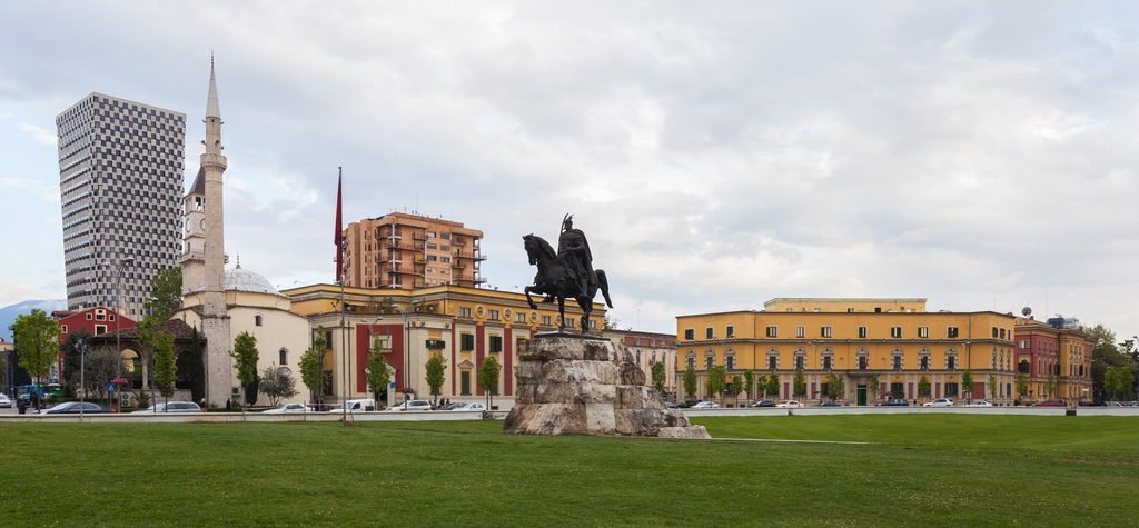 Skanderbeg Square in Tirana, Albania, a central landmark and popular destination for visitors
