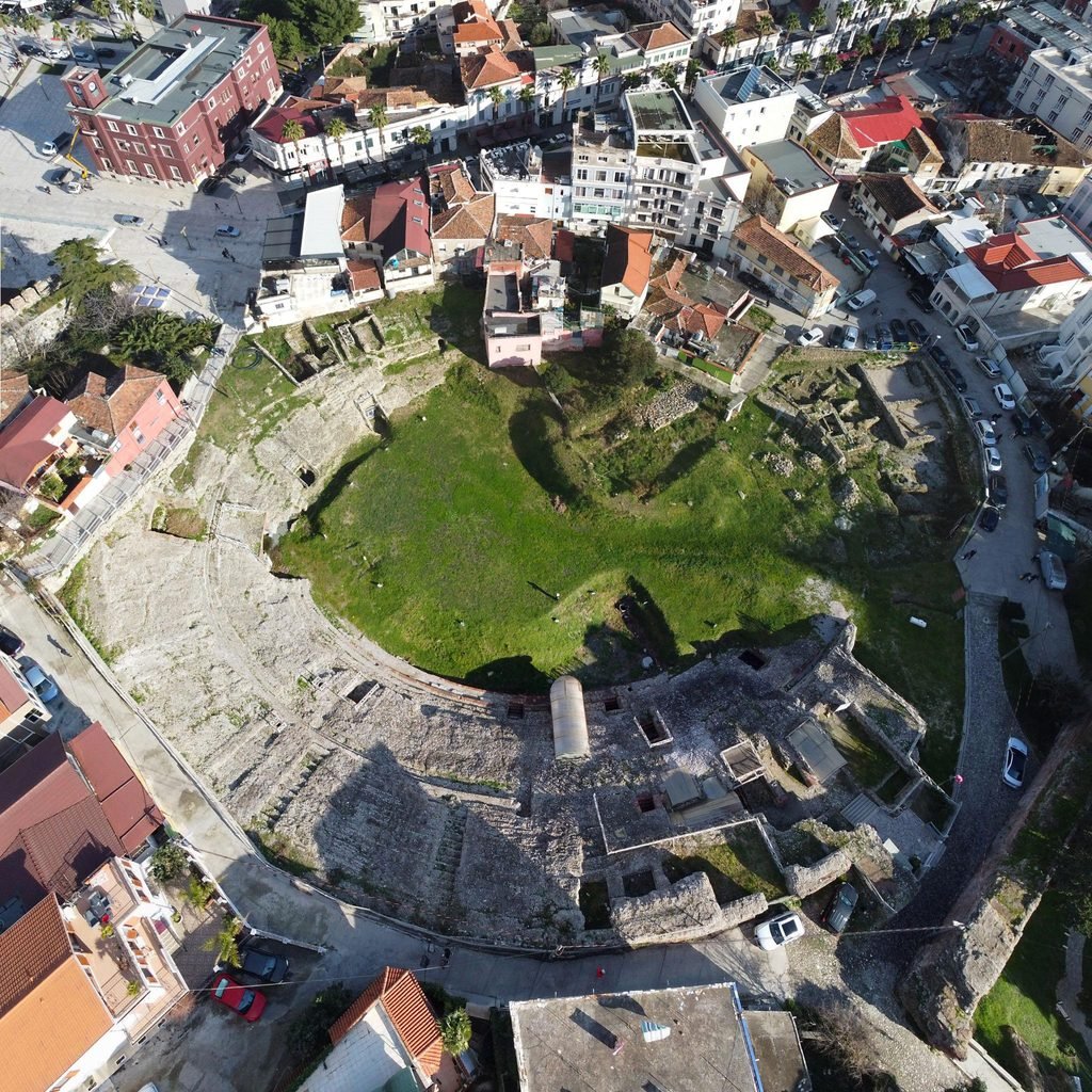 Ancient Roman amphitheatre ruins in Durres, Albania, a stop on a five-day road trip