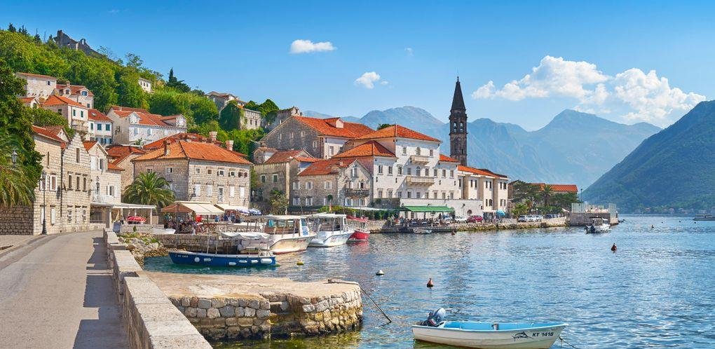 Historic waterfront town of Perast on the Bay of Kotor in Montenegro