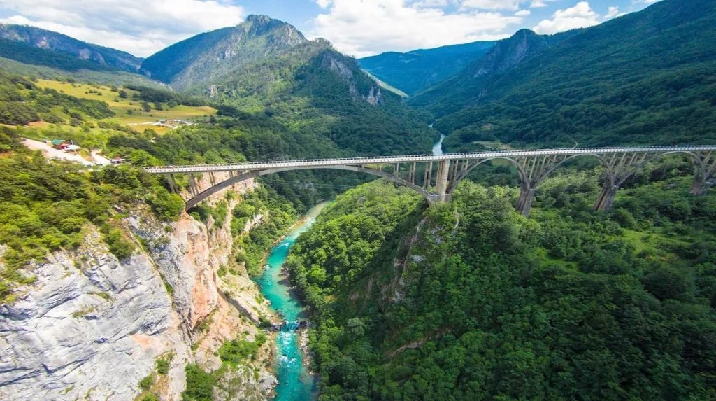 Djurdjevica Tara Bridge spanning the Tara River Canyon in northern Montenegro