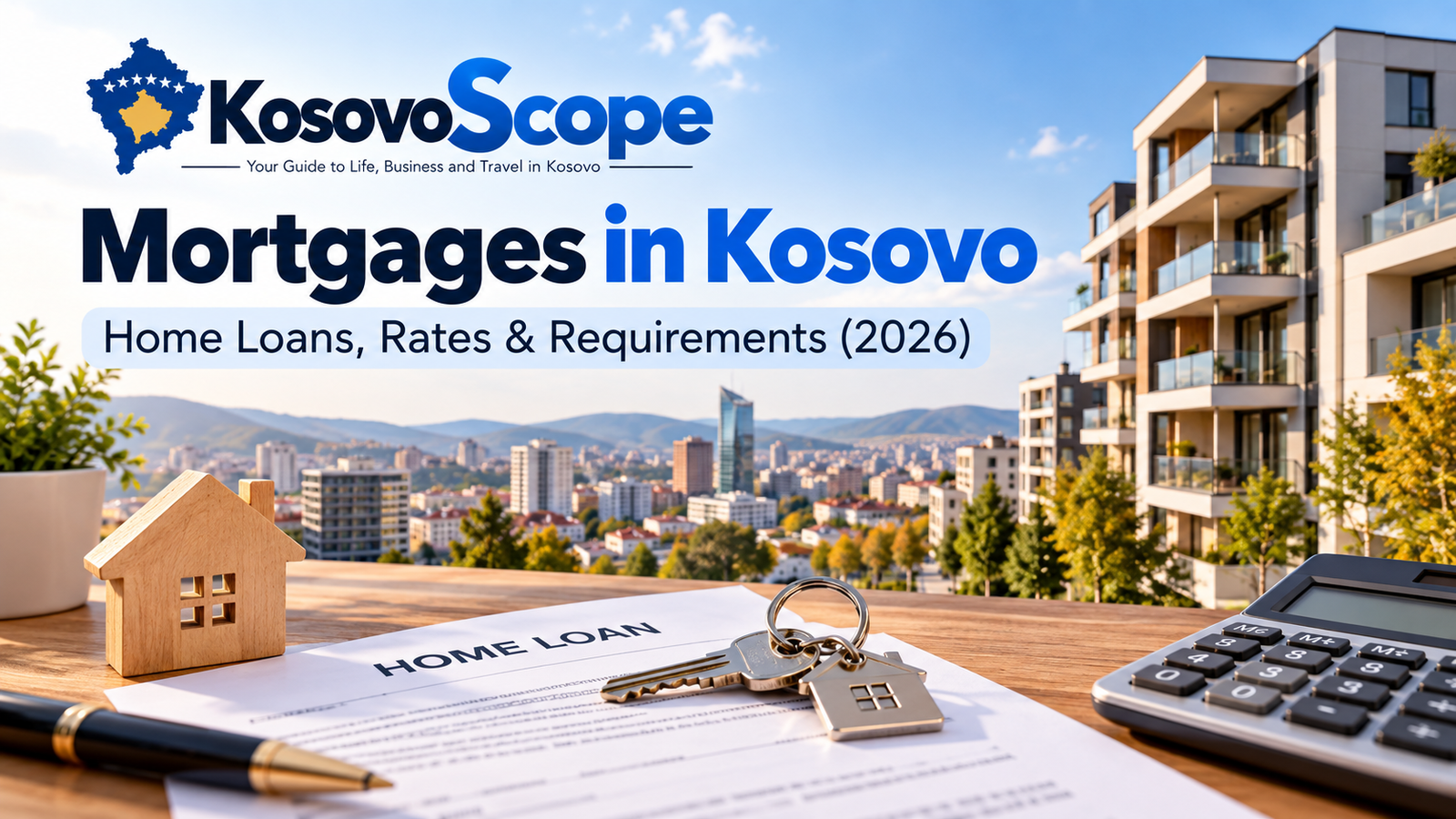 Mortgages in Kosovo with home loan documents and residential property