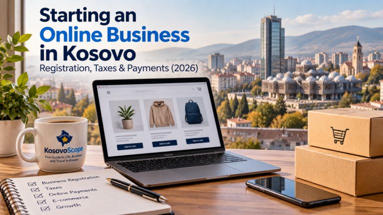 Starting an online business in Kosovo with e-commerce website, registration checklist, taxes and online payments